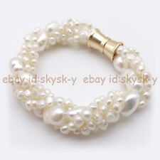 Pulseira de pérolas barrocas de água doce branca natural 4 fios 5-6mm 9-10mm 8"" comprar usado  Enviando para Brazil