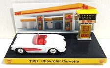 Welly 1957 Chevrolet Corvette Modelo Carro e BOMBA DE GASOLINA SHELL em Tela Personalizada comprar usado  Enviando para Brazil
