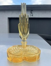 GARRAFA DE PERFUME DE CRISTAL de vidro corte tcheco/boêmio vintage com rolha Art Deco comprar usado  Enviando para Brazil