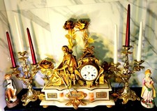Mantel Clock 19th Century Gilded Bronze Exclusive Set na sprzedaż  PL