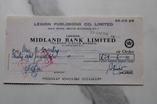 Midland bank cheque for sale  WALSALL