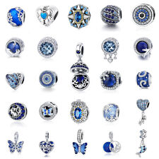 Pingente de miçangas feminino azul CZ 925 prata esterlina moda europeia pulseira F comprar usado  Enviando para Brazil
