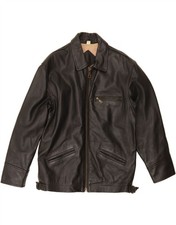 Jaqueta de couro masculina vintage Reino Unido 36 pequena couro preto CK01, usado comprar usado  Enviando para Brazil