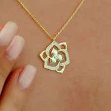 2Ct Round Cut Simulated Diamond Attractive Flower Pendant 14k Yellow Gold Plated, usado comprar usado  Enviando para Brazil