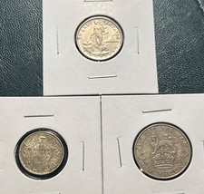 (3) Moedas mundiais colecionáveis de prata: 1944 20c, 1923 xelim, 1940 1/4 rúpia + comprar usado  Enviando para Brazil