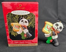 1997 Hallmark lembrança quarto enfeite de Natal infantil urso panda com bateria #4 comprar usado  Enviando para Brazil