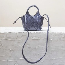 Usado, Bolsa tiracolo feminina CALAJADE MISU MINI sílex azul cinza couro envernizado tecido comprar usado  Enviando para Brazil