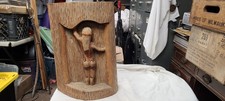 Escultura em madeira vintage RUBEN A esculpida à mão madeira nua 16" X 23" comprar usado  Enviando para Brazil