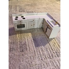Usado, Conjunto de cozinha branco miniatura móveis para casa de bonecas fogão pia armário comprar usado  Enviando para Brazil