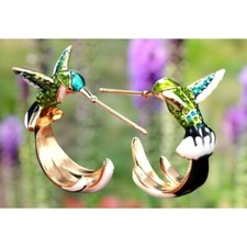 Hummingbird earrings hoop for sale  Savannah