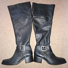 womens black leather boots wide calf for sale  SWADLINCOTE