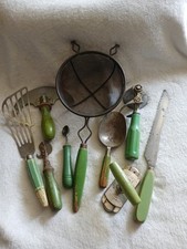 Lote misto de 10 utensílios de cozinha vintage de madeira verde com cabo, usado comprar usado  Enviando para Brazil