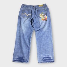 Jeans vintage Y2K 42 bordado LRG levantado grupo de pesquisa skatista folgado arte leão comprar usado  Enviando para Brazil