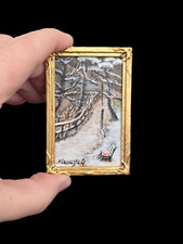 Casa de bonecas miniatura parque de inverno banco pintura emoldurada Masaya Okada artesão OOAK, usado comprar usado  Enviando para Brazil