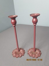 2 Castiçais Vintage Arte Folclórica - Metal Pintado à Mão Marrom 9 3/4""T g5 sb comprar usado  Enviando para Brazil
