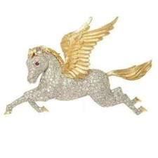 Broche em forma de pégaso 2,72 quilates redondo simulado diamante folheado a ouro amarelo 14k comprar usado  Enviando para Brazil