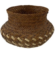 Cesta de vime vintage tecida à mão forma bulbosa marrom rústico e decoração natural 5 polegadas comprar usado  Enviando para Brazil