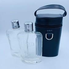 Conjunto de frasco de licor de vidro vintage tradicional viagem 3 peças estojo de couro copo de tiro comprar usado  Enviando para Brazil