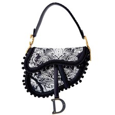 Bolsa de ombro DIOR rara couro preto bordado comprar usado  Enviando para Brazil