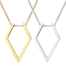 Suporte de anel feminino colar pingente geométrico de aço inoxidável suporte de anel de casamento, usado comprar usado  Enviando para Brazil