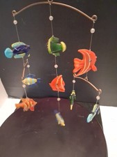  Vintage Vidro Soprado Exclusivo Peixe Sol Móvel 9 Peixes Oceano Marinho. Fofo comprar usado  Enviando para Brazil