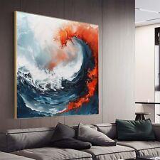Pintura a óleo abstrata arte em tela pintada à mão textura grossa sala de estar azul mar, usado comprar usado  Enviando para Brazil