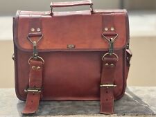 Bolsa feminina de couro marrom vintage 18" carteiro ombro laptop computador comprar usado  Enviando para Brazil