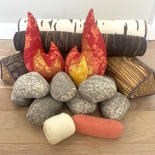 Conjunto de brinquedos de pelúcia fogueira infantil caixa e cano troncos pedras cachorro-quente fogo marshmallow, usado comprar usado  Enviando para Brazil