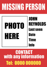 Missing person personalised for sale  COLCHESTER
