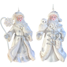 Conjunto Kurt Adler 2 Resina Prata Branca Papai Noel Enfeite de Natal Coruja Pássaro Floco de Neve comprar usado  Enviando para Brazil