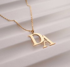 Colar personalizado com duas letras iniciais feito à mão com nome de casal de aço inoxidável comprar usado  Enviando para Brazil
