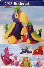 BOLSA DE FEIJÃO Butterick 5605 papagaio, canguru, urso, gato, leão, cachorro mãe e bebê brinquedos UC comprar usado  Enviando para Brazil