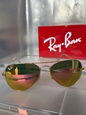 Óculos de sol Ray-Ban aviador armação dourada lentes espelhadas rosa armação RB3025 58-14 comprar usado  Enviando para Brazil