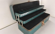 Caixa de equipamento de pesca Union Steel Baú metal azul-petróleo verde 19x7x7h ferramenta vintage comprar usado  Enviando para Brazil