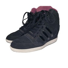 Tênis Adidas Neo Feminino Tamanho 8.5 Cunha Escondida Preto Roxo Camurça Sapatos da Moda comprar usado  Enviando para Brazil