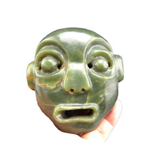 China, jade antiguo, cultura Hongshan, jade Hetian, máscara de jaspe rara, colgante C (495) segunda mano  Embacar hacia Mexico