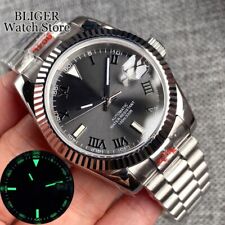 Novo 39mm NH35 Relógio Automático Masculino Mostrador Cinza Verde Numerais Romanos Pulseira Presidente comprar usado  Enviando para Brazil