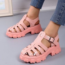 Sandálias femininas de sola grossa verão alça em T oca salto robusto sapatos de praia Roma comprar usado  Enviando para Brazil