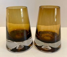Vaso pesado largo arte vidro bolha suspenso âmbar e transparente MCM 2 KROSNO Polônia, usado comprar usado  Enviando para Brazil