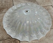 Luminária de teto redonda de vidro irredescente meados do século 18" borda canelada comprar usado  Enviando para Brazil