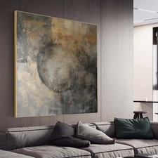Pintura abstrata grande pintura em tela arte moderna sala de estar marrom cinza comprar usado  Enviando para Brazil