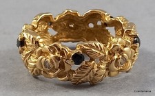 Anillo vintage de oro, zafiro y diamantes de 14 quilates (.585) - talla L - peso 4.8 grms segunda mano  Embacar hacia Mexico