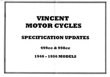 Vincent motorcycles specificat for sale  BLACKPOOL