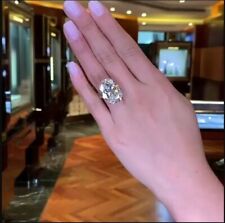 Anel de noivado solitário de diamante corte oval 5 quilates criado em laboratório folheado a ouro branco 14K comprar usado  Enviando para Brazil