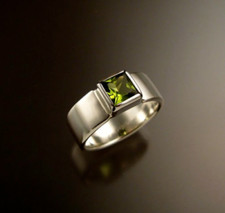 Lindo anel feminino peridoto prata esterlina 925 feito à mão NJ637 comprar usado  Enviando para Brazil