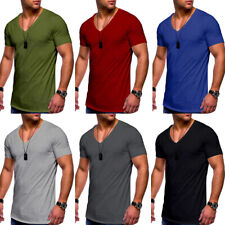 Para hombres Cuello en V Prendas para el torso Blusa Camiseta Muscular Mangas Cortas Verano Informal Calce Ajustado↷ segunda mano  Embacar hacia Argentina