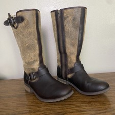 Botas de Equitação Ugg Australia Chancery Couro Alto Shearling Forrado Marrom Tamanho 8.5, usado comprar usado  Enviando para Brazil
