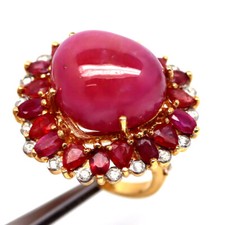 Anel de joias aquecido de pedra preciosa rubi vermelho e zircão branco prata 925 tamanho 7,25 comprar usado  Enviando para Brazil