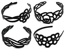 4 acessórios de cabelo faixa de cabelo Alice flor larga plástico preto sortido, usado comprar usado  Enviando para Brazil