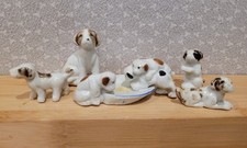 Usado, Lote de estatuetas de porcelana Japão Jack Russel Terrier família mãe cachorro filhotes comendo comprar usado  Enviando para Brazil
